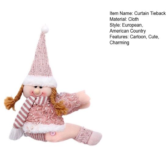 Yousheng Розовый Снеговик Подхват для Штор Плюшевая Пряжка для Штор Снеговик Мультяшный Держатель для Штор для Праздничного Домашнего Окна Украшение на Верхушку Елки