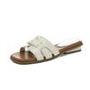 Woven semi-slippers women's French temperament outer wear sandals thick heel versatile casual beach women's shoes