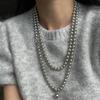 Жемчужная двухслойная длинная цепочка на шею, нишевый дизайн, модное серебристое ожерелье, бусины, изысканная цепочка высокого класса, цепочка для свитера