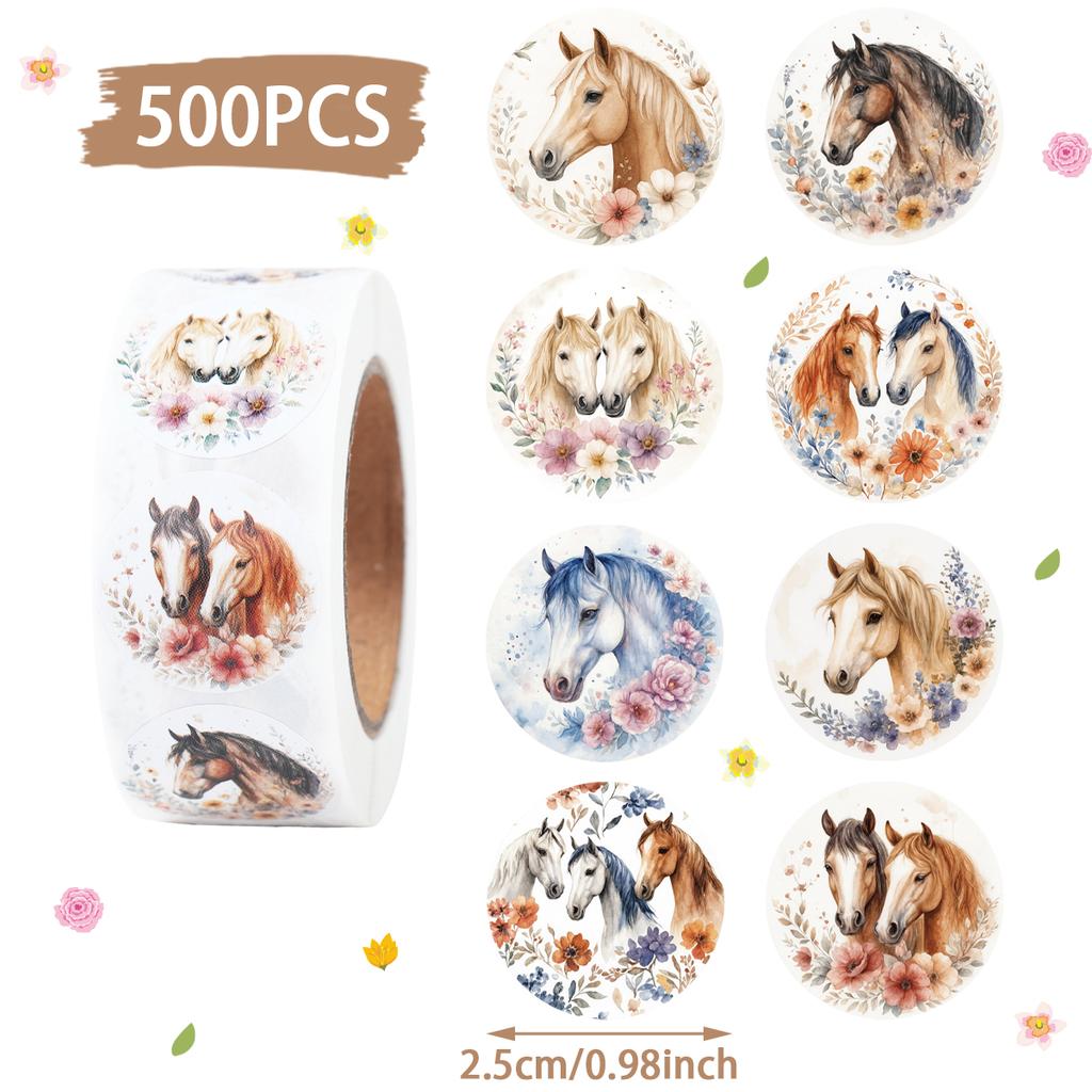 Horse Stickers Happy Birthday Party Decorations Kids Boys Girls Favors Horse Gift Phone Bottle Stickers Baby Shower Supplies