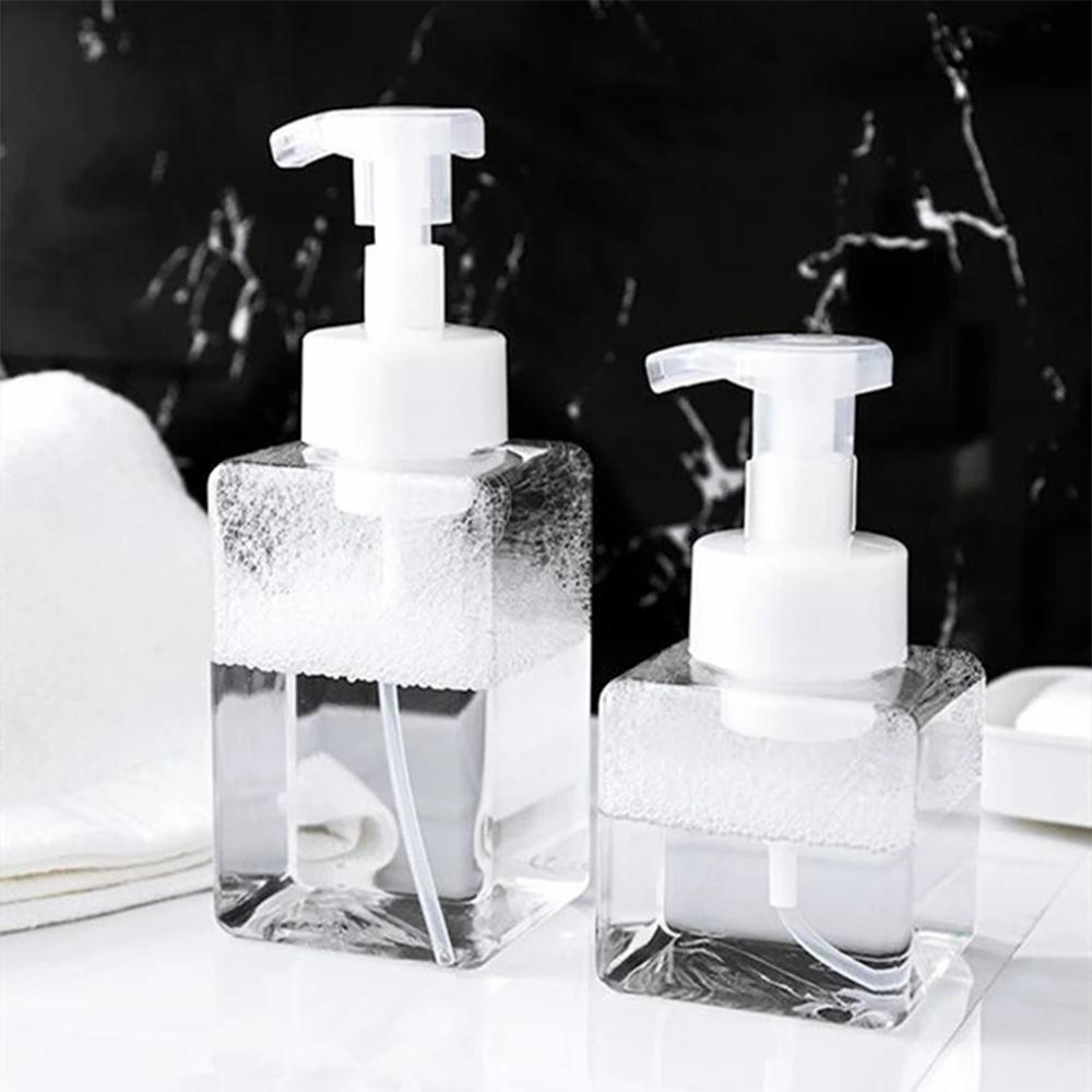 Прозрачный пенный насос-бутылка для мыла-спрея, пенящиеся муссы, жидкие дозаторы для дома и путешествий, квадратная игристая бутылка для здоровья