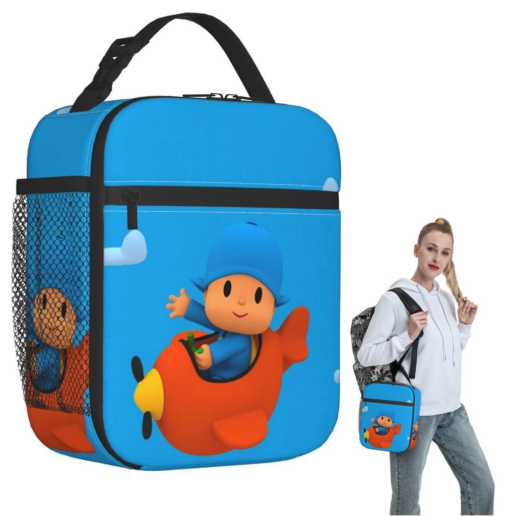 Синяя детская мультяшная термосумка для ланча Pocoyo для женщин и детей, герметичные контейнеры для еды, термоланч-бокс, сумка-тоут