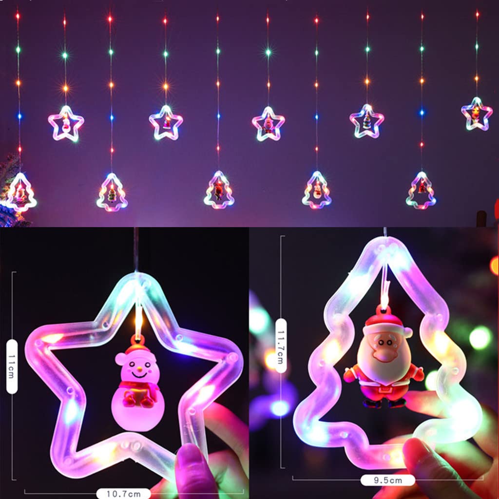 SITEDAN Christmas Curtain Lights, LED Illumination Lights, Christmas Lights with Remote Control, String Lights, Star-Shaped Decorative Lights, Create