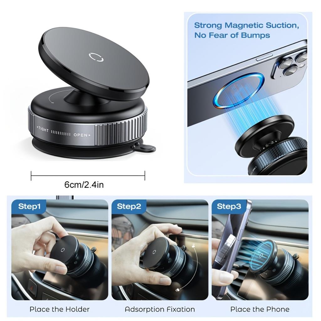 360 ° Adjustable Vacuum Magnetic Phone Holder, Suitable for Cars/gyms/mirrors/smooth Surfaces Without Holding Suction Cup Phone Holder