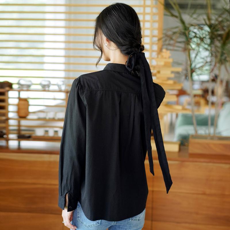 Women's 1116 autumn new long-sleeved shirt women's solid color loose simple casual women's white shirt wholesale