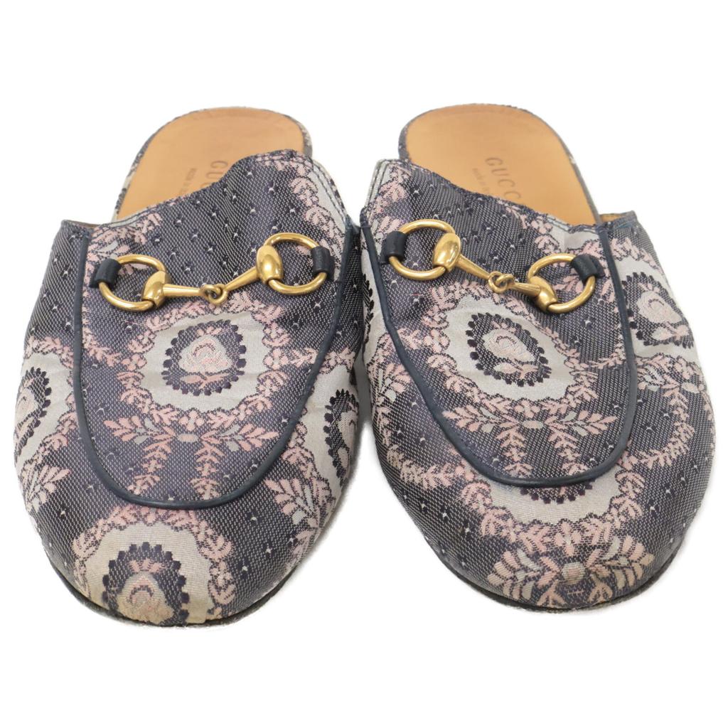 Gucci 423514 Туфли-лоферы Princetown с пряжкой Horsebit 36 Темно-синий системаПодержанный