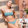 Женский купальник из двух частей без бретелек, однотонный сексуальный бикини, праздничный купальник
