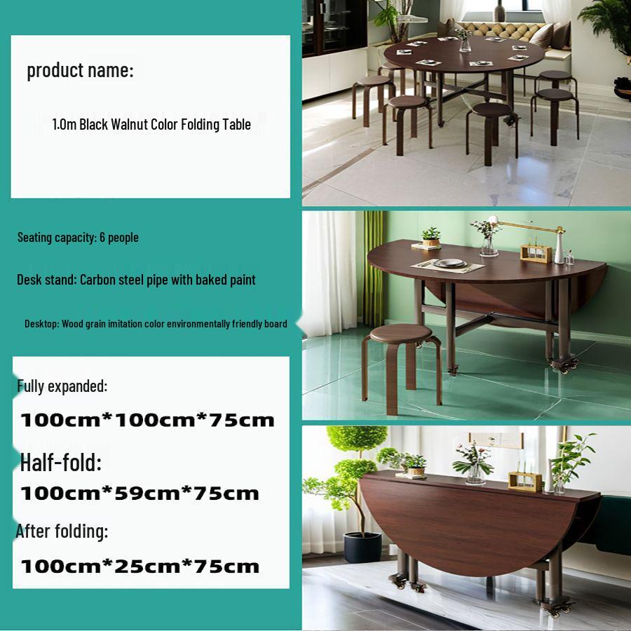 Modern Minimalist 10-Person Round Folding Dining Table for Small Apartments and Rental Rooms