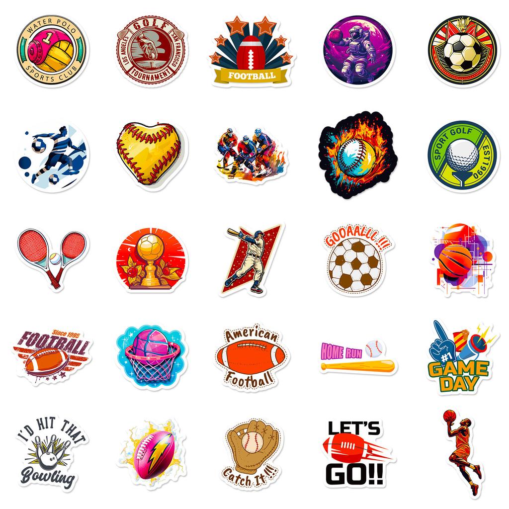 50 Stickers Mixed Ball Car Mobile Phone Notebook Decorative Stickers Repeatedly Stick Waterproof Stickers
