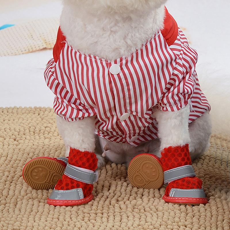 Summer Breathable Non-slip Pet Shoes Reflective Mesh Hollowed Out Comfortable Bichon Frise Small Dog Foot Gloves Dog Supplies