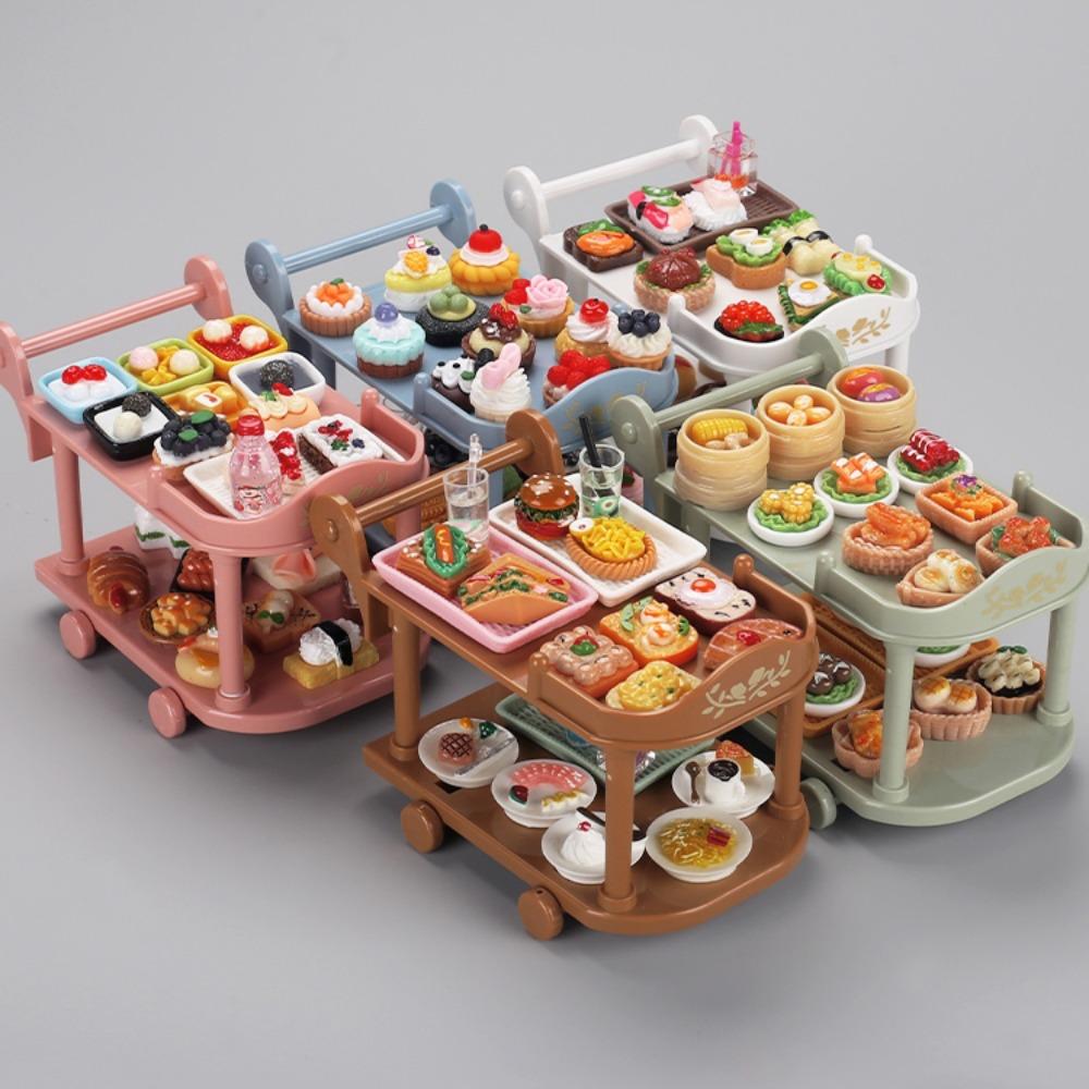 С моделью еды тележки для кукольного домика с едойМини-еда и игровая тележка для еды аксессуары для кукольного домика