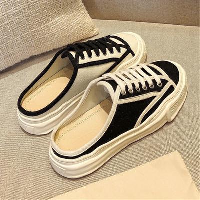 Мода Мода Baotou Полухолщовые туфли Женская повседневная обувь Кроссовки на плоской подошве с внутренним увеличением на платформе Низкие верхние туфли на шнуровке Белые туфли