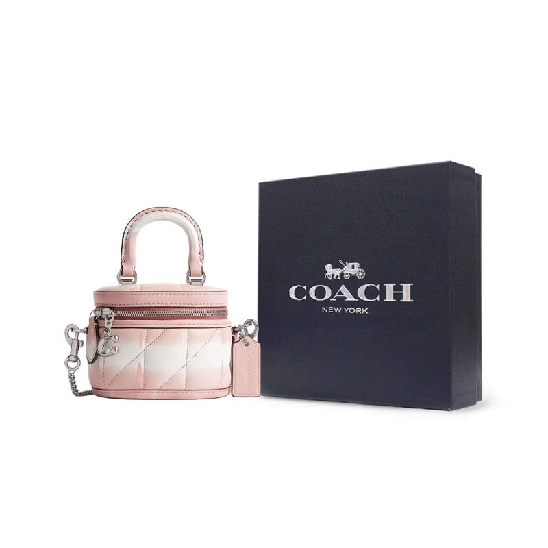 Coach Сумка-микрофон Trail 12, стеганая, с эффектом тай-дай, на молнии, из кожи наппа, женская, серебристо-розовая, разноцветная, CU145-LHPMC