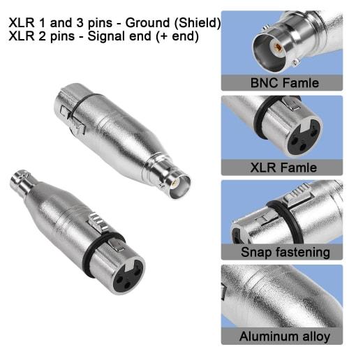 QIANRENON XLR To BNC Adapter - 3-Pin XLR Female To BNC Female Coaxial Analog Video Connector, Extended Conversion for RF, Audio, Camera, Microphone, M