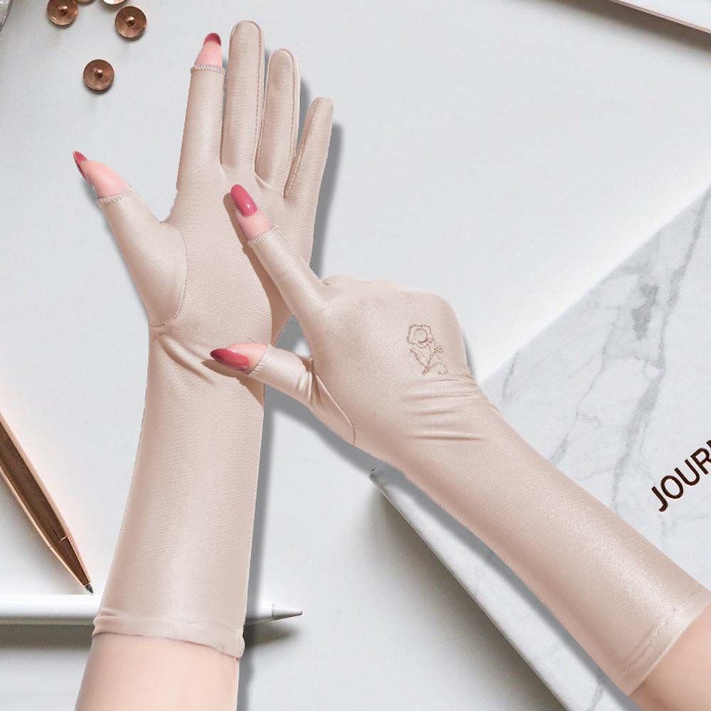 Перчатки для спорта на открытом воздухе Женские перчатки с цветами Защита от солнца Покрытие из ледяного шелка Варежки