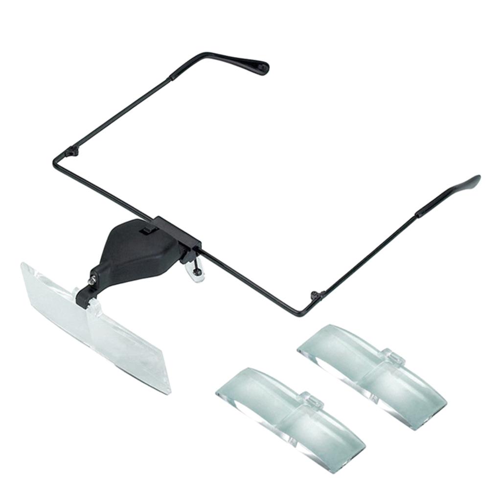 Magnifying Glasses, Head Magnifier Glasses with LED Lights and Detachable Lenses 1.5X 2.5X 3.5X for Reading