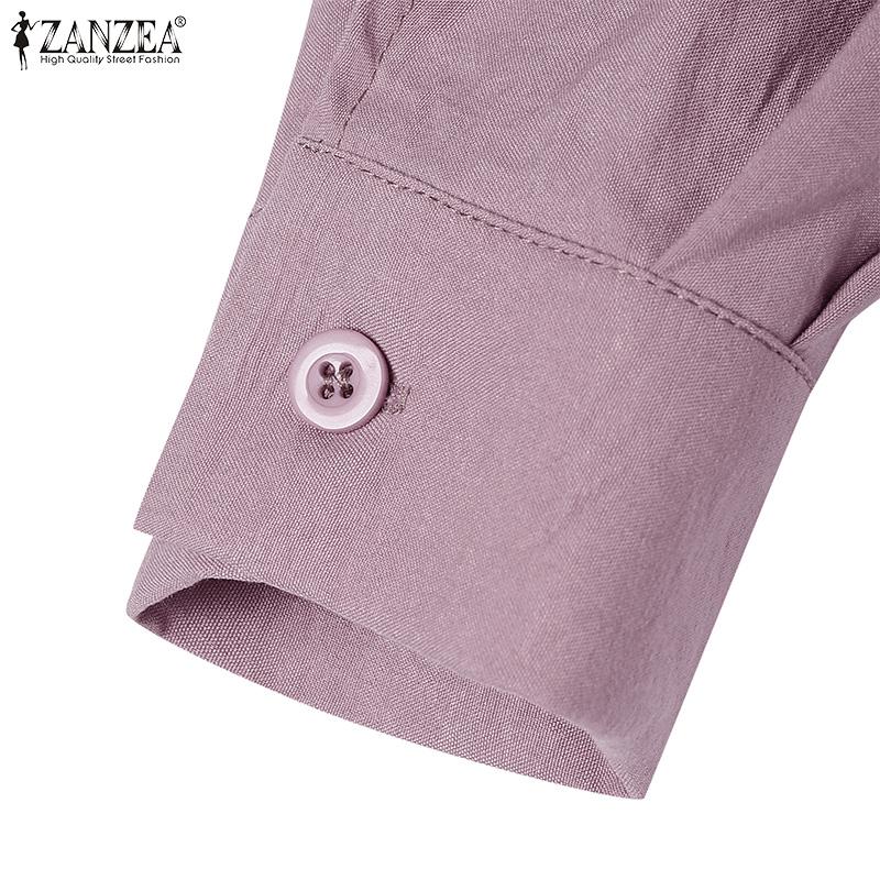 ZANZEA Женское праздничное повседневное платье с круглым вырезом, свободного кроя, с длинным рукавом