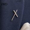 Stable Buckle Brooch 2Pcs Men Suit Brooch, X-Shaped Lapel Pin with Safety Pin, Zinc Double-bar Crossed Alloy Electroplated Metal Badge for