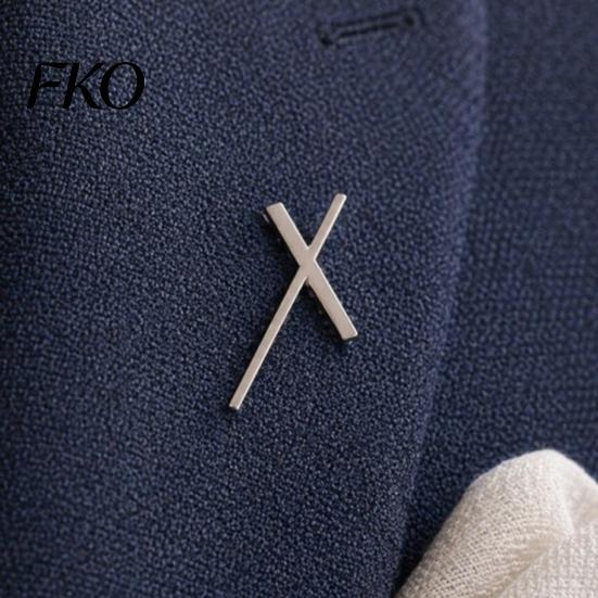 Stable Buckle Brooch 2Pcs Men Suit Brooch, X-Shaped Lapel Pin with Safety Pin, Zinc Double-bar Crossed Alloy Electroplated Metal Badge for