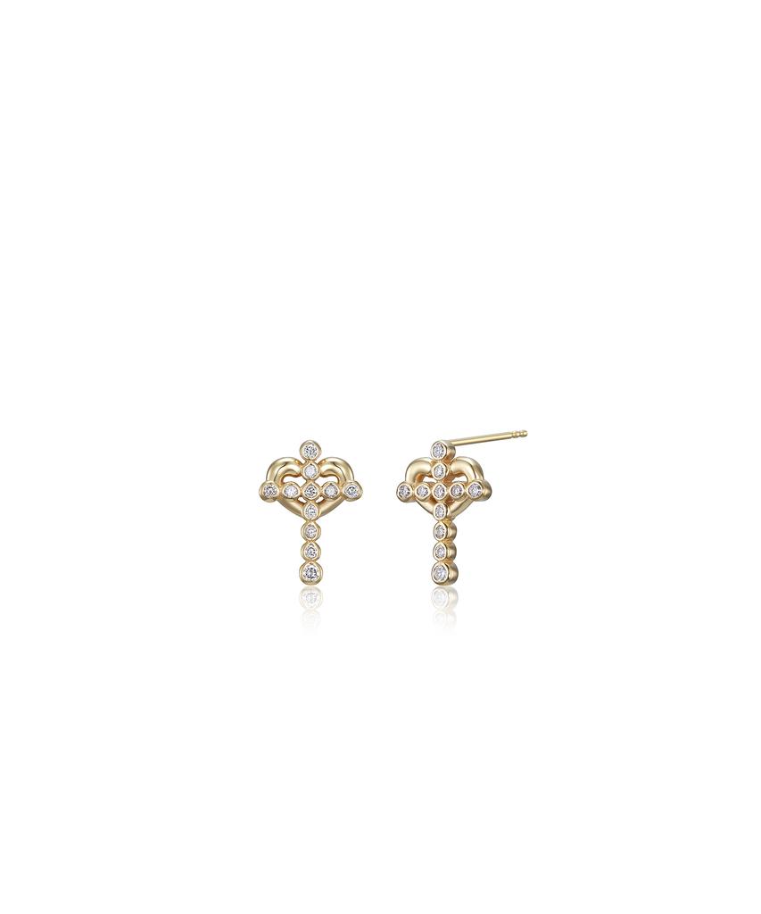 Reve Rv-Lab Diamond Phal. Love Cross Earrings