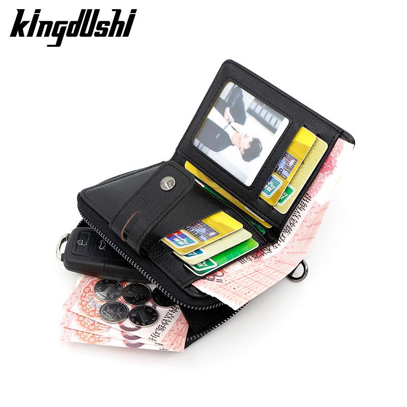 Мужские кошельки кожаные с двойной молнией, держатель для карт, короткий мужской кошелек с карманом для монет, винтажные брендовые мужские кошельки высокого качества