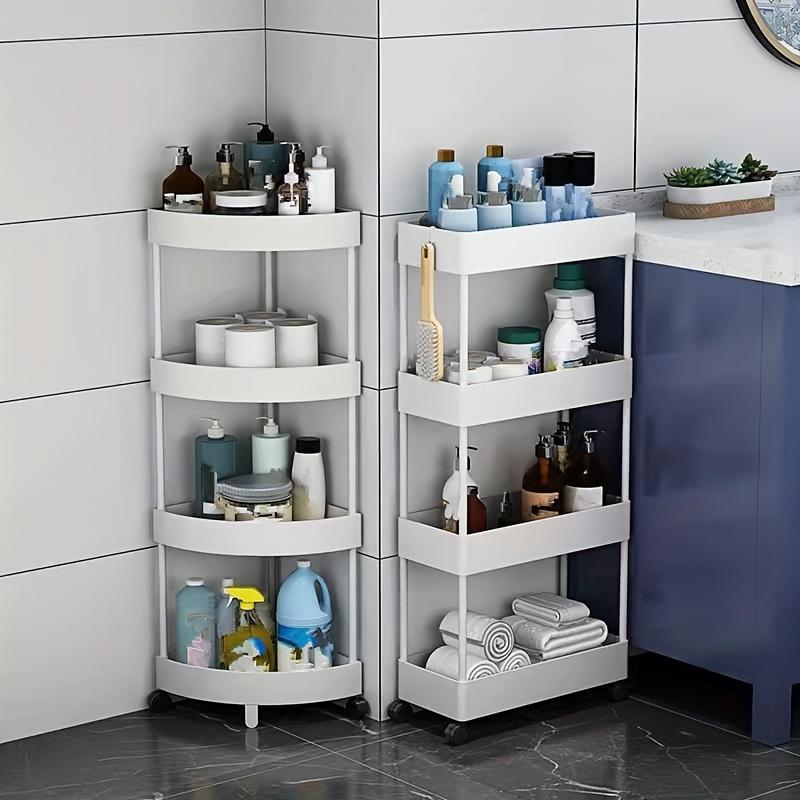 Угловая полка для ванной комнаты, треугольная полка для хранения на колесах, независимая двухъярусная тележка для хранения, многофункциональное передвижное хранилище для ванной комнаты