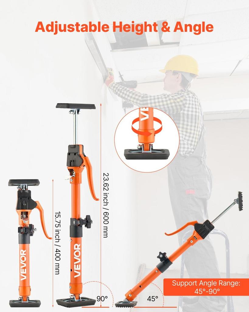 Cabinet Jack Support Pole, 2-Pack, 40-60 cm Steel Telescopic Quick Support Rod, Adjustable 3rd Hand System up to 100 kg Capacity for Installing