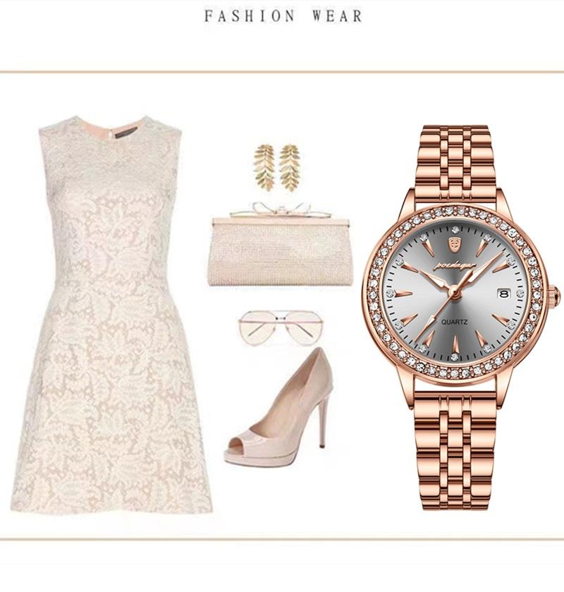 2024 Новые трендовые женские часы со светящимся водонепроницаемым календарем, автоматические часы, украшенные бриллиантами, женские ультратонкие часы