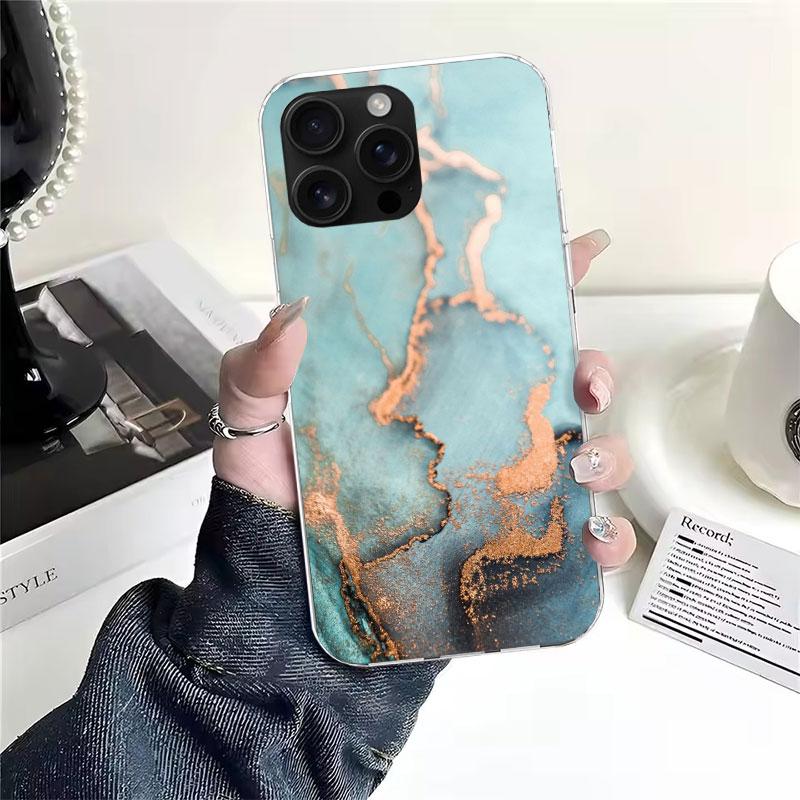 Fashion Geometric Marble Soft Phone Case For IPhone 11 17 Air 16E 16 Pro Max 15 + 14 Plus 13 Mini 12 Apple 7 SE 8 Fundas Coque 1