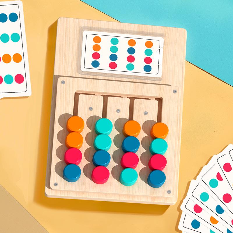 Four-Color Wooden Puzzle Cards: Early Education Game for Thinking and Color Cognition