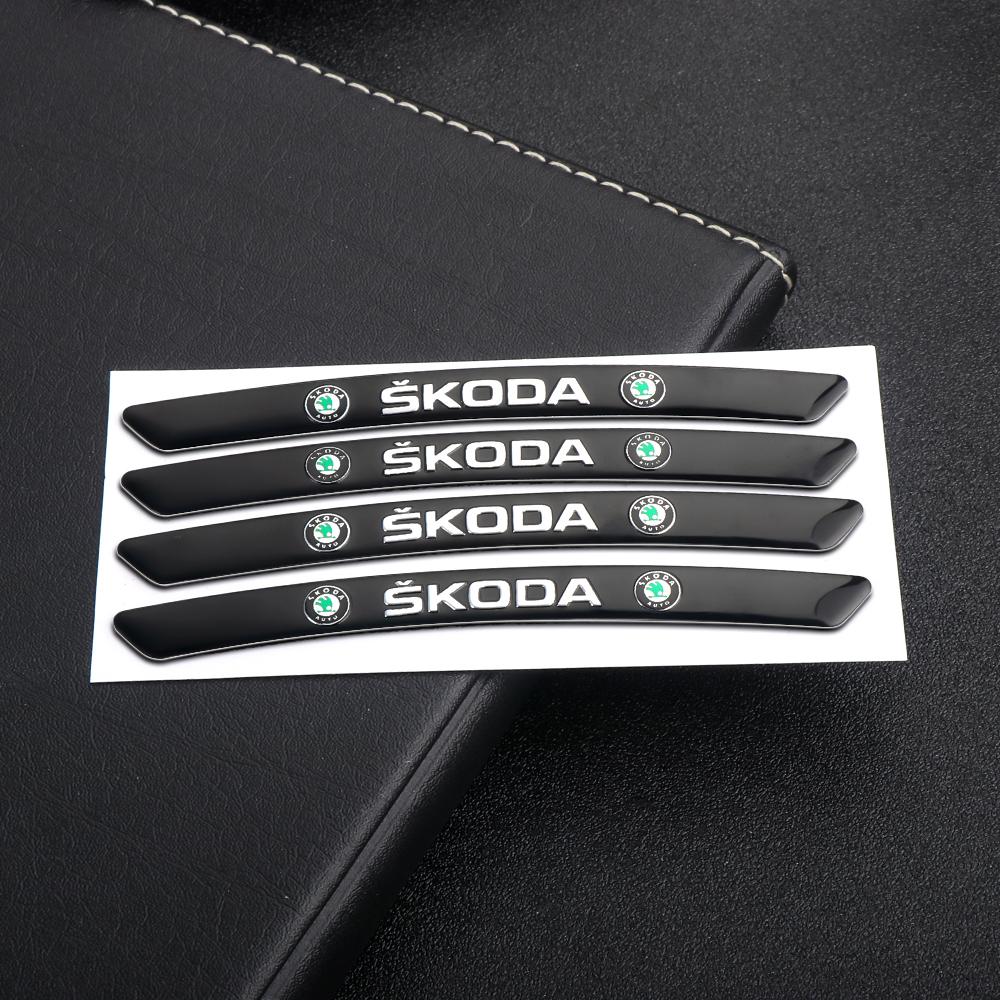 AAFM1 Car Styling 4Pcs Aluminum Wheel Rim Sticker Decal For Skoda Rapid Fabia 1 2 Citigo Octavia  2 A7 A5 A4 Roomster Yeti 3 Superb