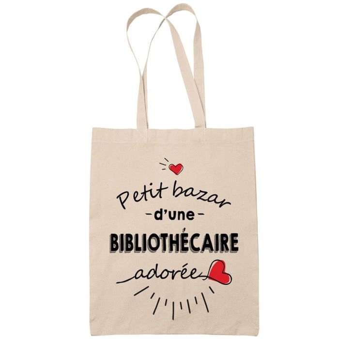 Tote bag - PLANETEE - Bibliothécaire adorée femme - Coton imprimé en France - Anses solides - Grande contenance