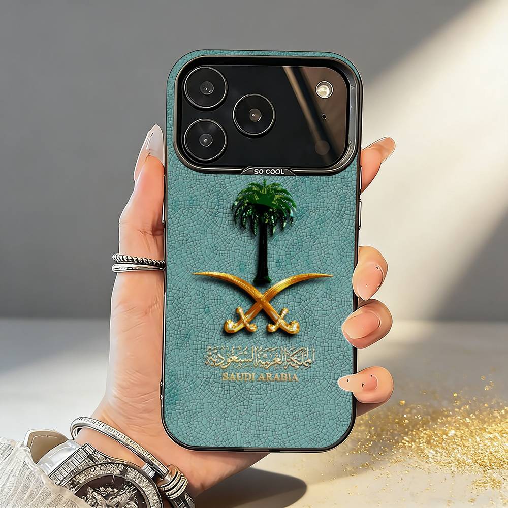 Чехол для телефона с флагом Королевства Саудовская Аравия K-Kingdom Of S-Saudi Arabia Для iPhone17 16 15 14 13 12 Pro Max Серый Черный Матовый Лазерный Металлик Аврора Funda