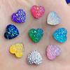 40PCS 12mm Glitters AB Colors Mineral Surface Heart Resin Rhinestone Flatback Cabochon Stone DIY Wedding Decoration Crafts
