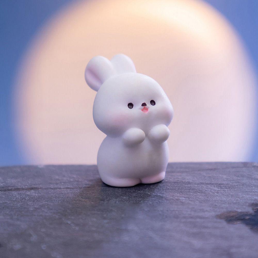 Chinese Style Bunny Micro Landscape Cartoon Bunny Statue Mooncake Rabbit Ornament  Fairy Garden