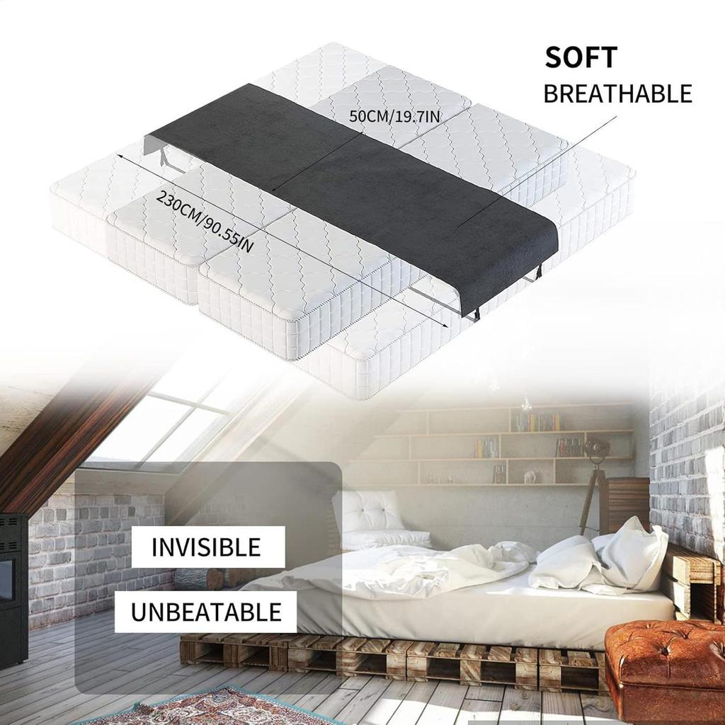 Bed Bridge Split Filler with Sheet Straps Large Double Mattress Bridge Converter for Families Couples Guest Bedroom Sleeping