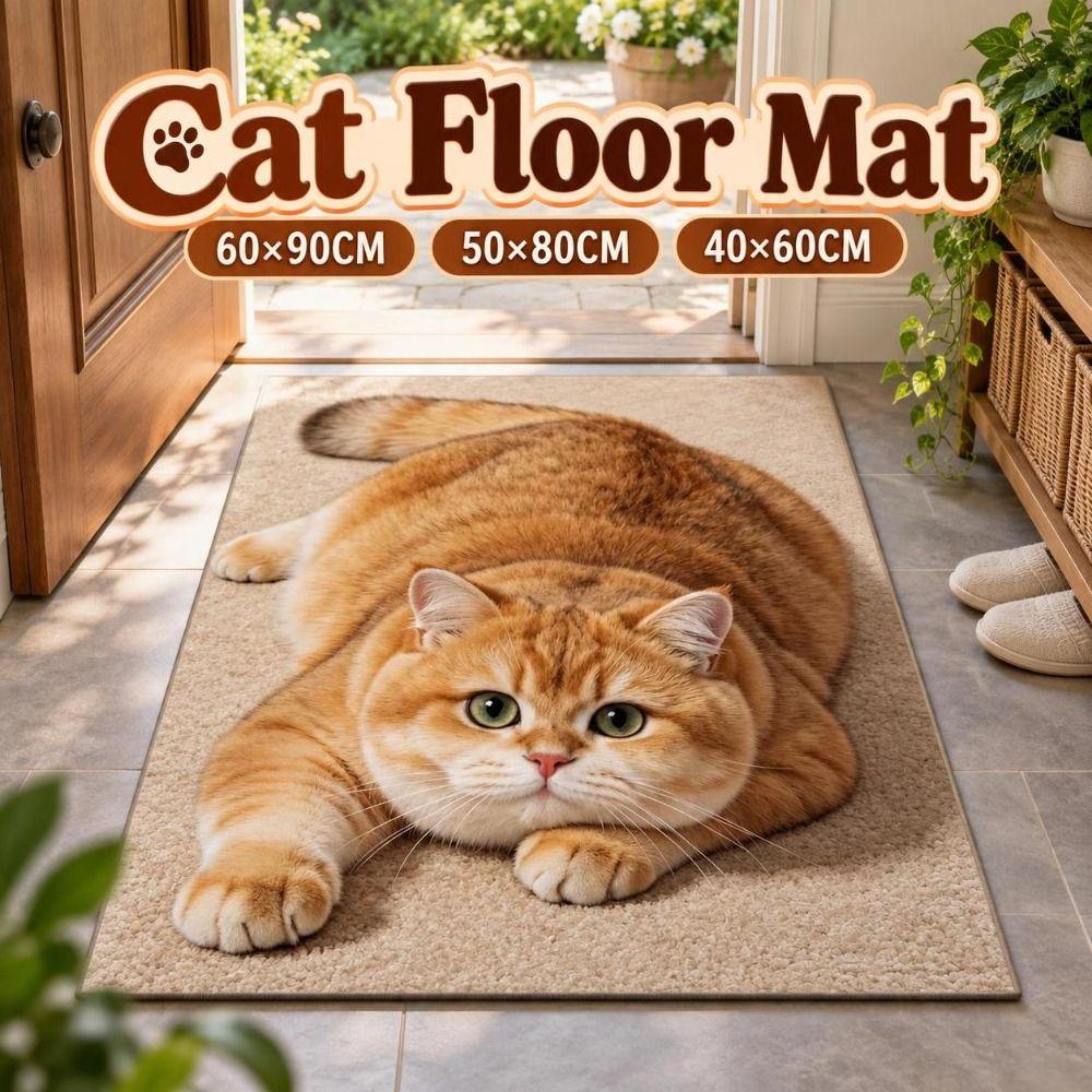 40×60CM 50×80CM 60×90CM Bathroom Carpet Realistic Bedroom Door Rug 3D Cat Floor Mat Home Decor