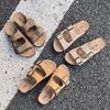 Мода 2024 года, летние женские тапочки из пробки с двумя пряжками, сандалии из коровьей замши на плоской подошве для женщин, ретро-модные садовые мюли-сабо