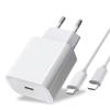 Chargeur Rapide 20W Pour Apple iPhone 13 12 11 Pro Max, Mini X XS XR, AirPods, iPad, Adaptateur USB C V EU Charger and Cable AK