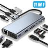 11 In 1 USB C HUB, USB C Adapter Dongle with 4K HDMI/VGA/Type C PD/RJ45/ SD/TF Card Reader For MacBook Pro/Air iPad