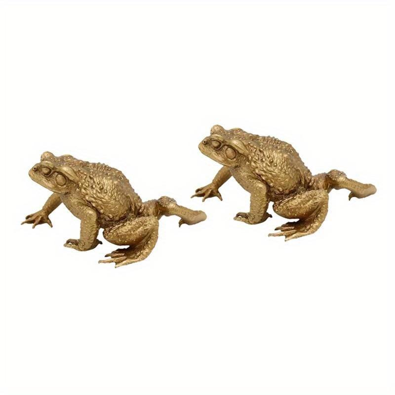 Feng Shui Copper Pocket Money Toad Fortune Brass Toad Figurine Indoor/Outdoor Decorative Statue No Electricity Required