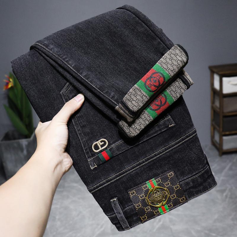 Мужские зимние джинсы Douyin Trendy Slim Fit с высокой эластичностью — удобная, экономичная и стильная корейская мода.