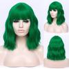 Косплей Короткие синтетические длинные волнистые вьющиеся женские зеленые фиолетовые розовые волосы термостойкий парик с челкой для повседневной вечеринки