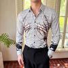 Весенняя роскошная изысканная рубашка с цифровым принтом, мужская мода, не требующая глажки, рубашки с длинным рукавом, высокое качество, повседневная одежда для ночного клуба, вечеринка