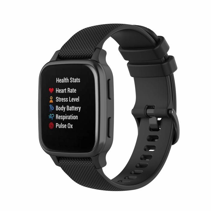 Bracelet pour montre connectée - BOLUO - Compatible Samsung, Huawei, Garmin - Silicone - Noir