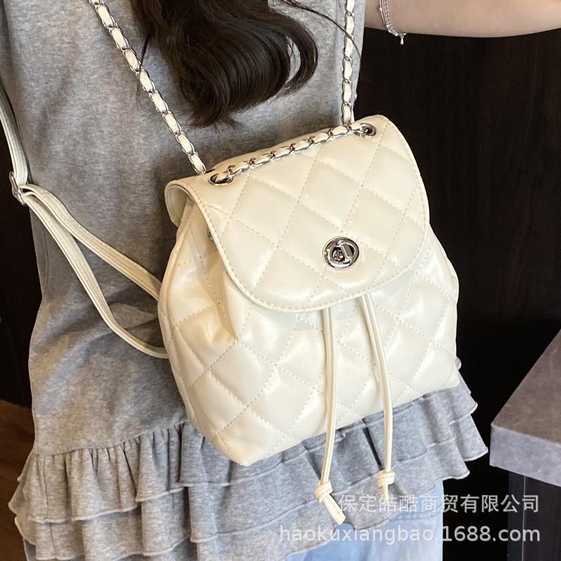 Женский рюкзак с вышивкой ромбами, 2025, новый, модный, универсальный рюкзак-цепочка, изысканный, суперхитовый, маленький рюкзак