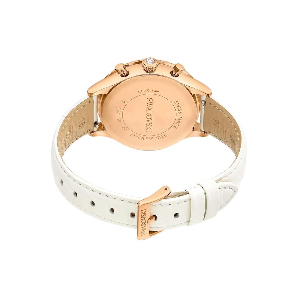 Swarovski Octea Chrono Series Watch Quartz Movement Leather Strap White Dial 50 Meters Water Resistant Unisex watches 5671150