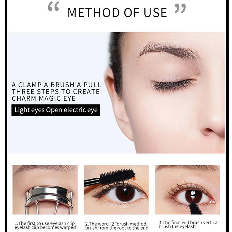 3D Водонепроницаемая тушь для ресниц Жидкое волокно Черные ресницы Керлинг Кисть Длительное расширение для макияжа глаз