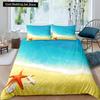 Пляжная Морская Звезда Ракушка Король Королева Пододеяльник Белый Морские Существа Постельное Белье Гавайский Чехол для Одеяла Полиэстер Чехол для Одеяла