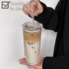 Large-capacity Lidded Ice Crystal Straw Cup, High-value Appearance Coffee Ice Americano Latte Glass Cup, Office Water Cup